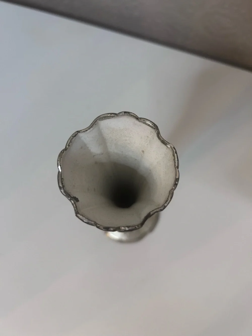 Vintage Silver Floral Bud Vase Vintage Silver Vase with White Porcelain Interior - Picture 4 of 5